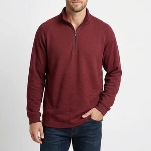 Bolle Mens XXL Burgundy Heathered Quarter Zip Pullover Mock Neck Long Sleeve Top